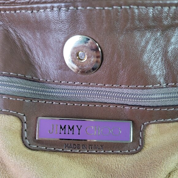 JIMMY CHOO Mahala Bowler Tote Gold Phyton Print Shoulder Bag - Picture 11 of 16